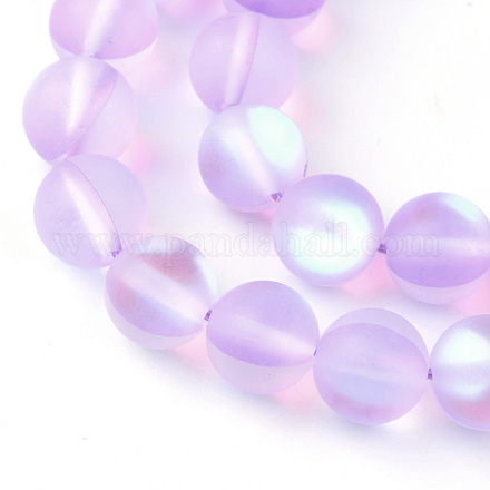 Chapelets de perles en pierre de lune synthétique X-G-R375-6mm-A02-1