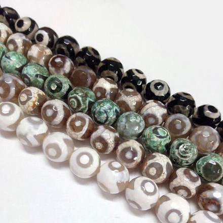 Natural Agate Beads Strands G-G033-14mm-1