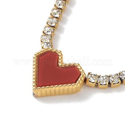 Halskette mit Herzanhänger aus rotem Acryl NJEW-F317-05G-1
