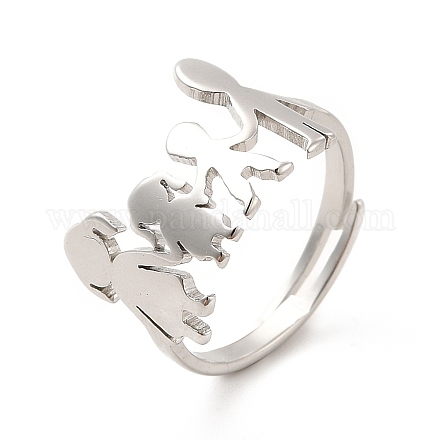 201 anello regolabile familiare in acciaio inossidabile per donna RJEW-F131-03P-1