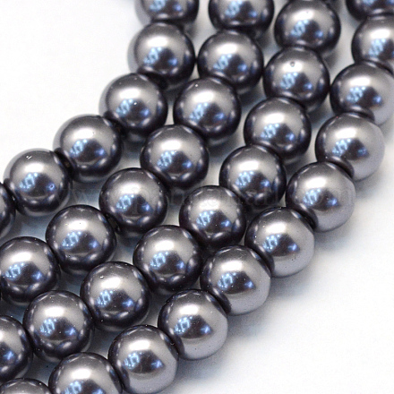 Backen gemalt pearlized Glasperlen runden Perle Stränge HY-Q330-8mm-73-1
