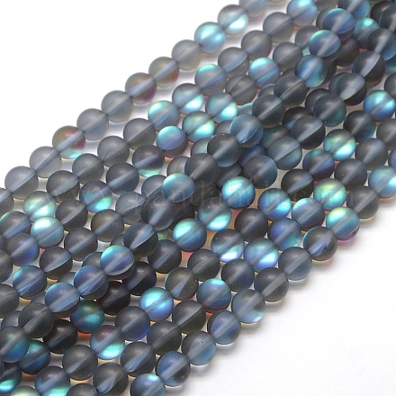 Chapelets de perles en pierre de lune synthétique G-F142-10mm-02-1