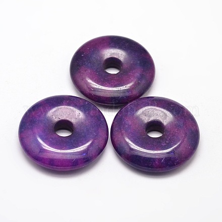 Dyed Natural Malaysia Jade Donut/Pi Disc Pendants G-L407-02-40mm-1