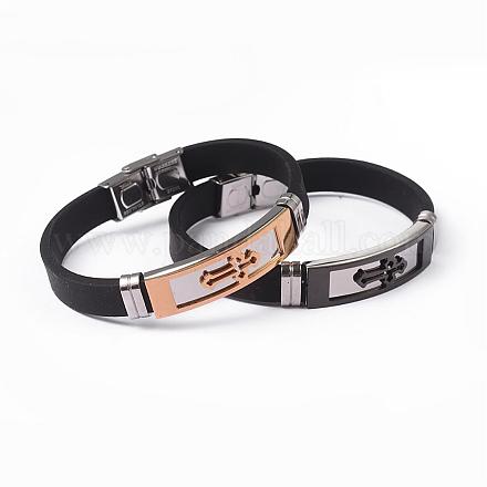 304 Stainless Steel Silicone Bracelets BJEW-O134-01-1