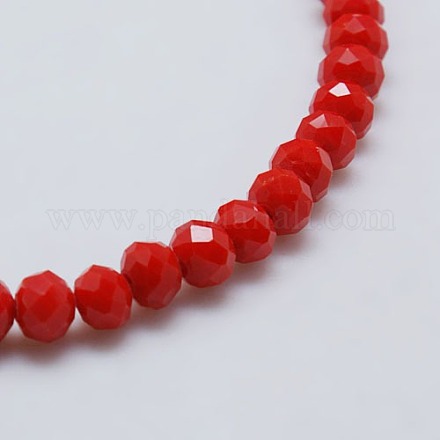Rondelle Opaque Solid Color Faceted Glass Beads Strands X-EGLA-J047-3x2mm-05-1