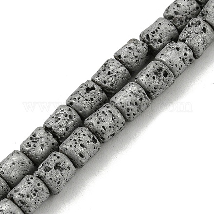 Electroplated Natural Lava Rock Beads Strands G-Z032-J04-12C-1