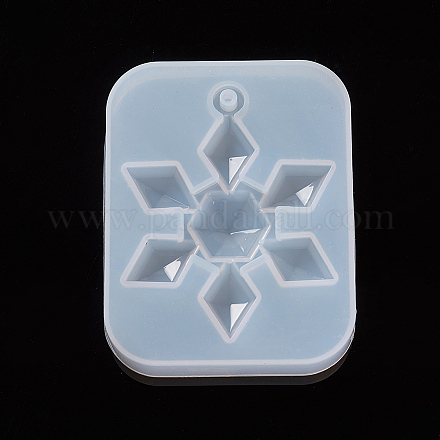 Moldes colgantes de silicona de fundición de resina de copo de nieve navideño X-DIY-WH0162-56-1