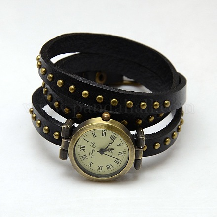 Модные обертывания стиль кожа римские цифры часы браслеты WACH-M054-07-1