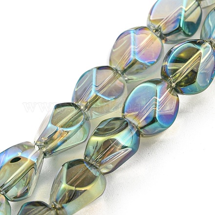 Vollständig regenbogenbeschichtete galvanisierte transparente Glasperlenstränge EGLA-G037-04A-FR03-1