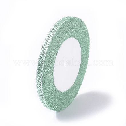 グリッターメタリックリボン  ラメリボン  銀のメタリックコード  バレンタインデーのギフトボックスパッケージ  淡緑色  1/4インチ（6mm）  約33ヤード/ロール（30.1752メートル/ロール）  10のロール/グループ RSC6mmY-028-1