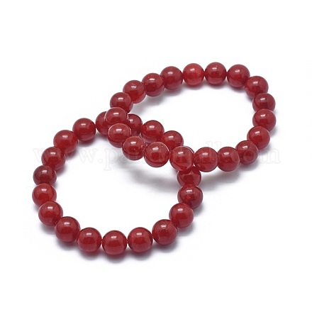 Bracciali elasticizzati con perle di giada naturale BJEW-K212-A-036-1