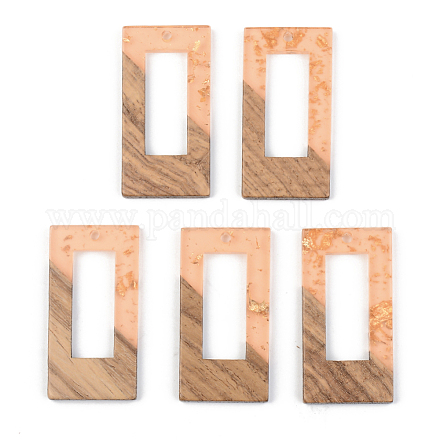 Colgantes de resina transparente y madera de nogal RESI-S389-057A-B04-1