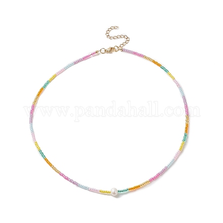 Colliers de perles de verre pour femmes NJEW-JN04229-1