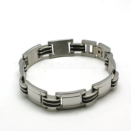 304 Stainless Steel Silicone Bracelets BJEW-I129-146-1
