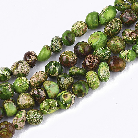 Brins de perles de jaspe impérial naturel X-G-S355-09A-1