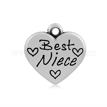 Heart with Word Best Niece 316 Surgical Stainless Steel Pendants STAS-I061-137-1