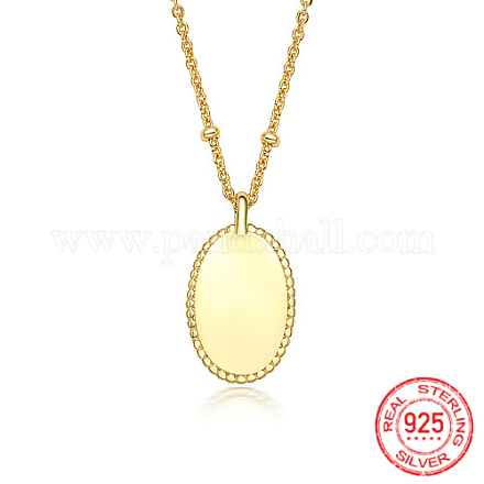 925 collar con colgante ovalado con inicial de letra de plata de ley para mujer. EL6437-3-1