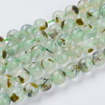 Chapelets de perles en préhnite naturelle X-G-G457-8mm-03-1