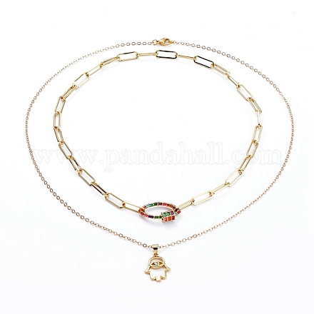 Conjunto de collares con colgante y cadena con clip NJEW-JN02752-1