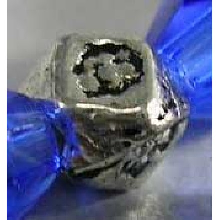 チベット銀スペーサービーズ  カドミウムフリー＆鉛フリー  ポリゴン  アンティークシルバー  約3.5mm長  穴：1.5mm X-AB959-1