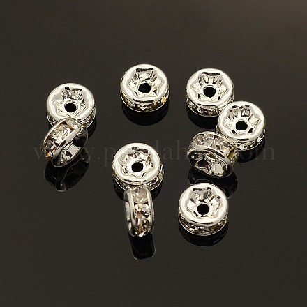Abalorios de latón Diamante de imitación espaciador X-RB-A014-Z6mm-01S-NF-1