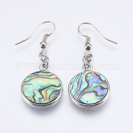 Abalone Shell/Paua Shell Dangle Earrings EJEW-F147-A08-1