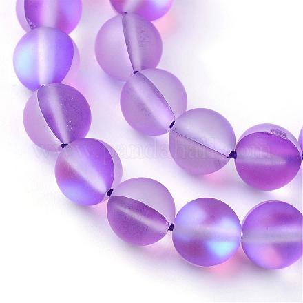 Chapelets de perles en pierre de lune synthétique G-R375-6mm-A09-1