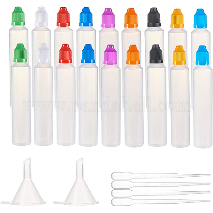 Benecreat 18pack 60ml Plastik quetschbare Flüssigkeitsflasche transparente Haustier Tropfflasche mit 9 Farben kindersicheren Kappen CON-BC0005-29-1