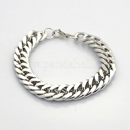 304 Stainless Steel Double Link Chain Bracelets STAS-E063-09-1