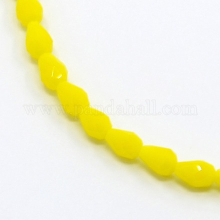 Opaque Solid Color Crystal Glass Faceted Teardrop Beads Strands GLAA-F022-A02-1