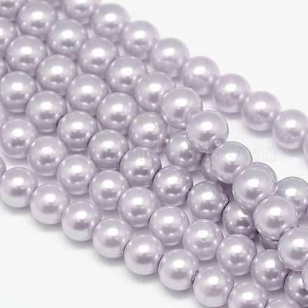 Brins de perles rondes en verre teinté écologique HY-A008-6mm-RB049-1