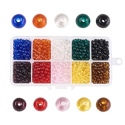 Perles de verre transparentes 10 couleurs GLAA-JP0002-07-4mm-1