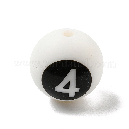 Round with Black Number 4 Silicone Beads SIL-R013-01E-1