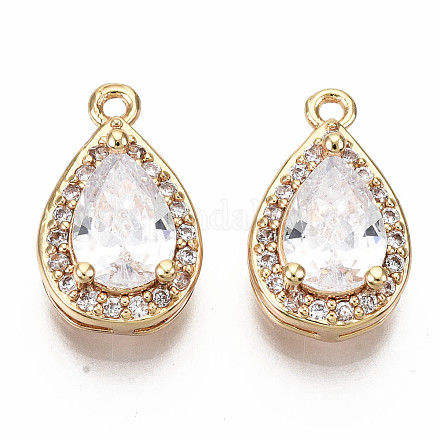 Brass Micro Pave Clear Cubic Zirconia Charms X-KK-S360-048-NF-1