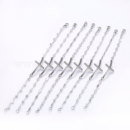 304 braccialetti di collegamento in acciaio inox BJEW-F330-11P-1