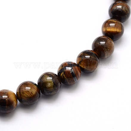 Grade ab naturelle perles rondesoeil de tigre brins X-G-O047-02-6mm-1