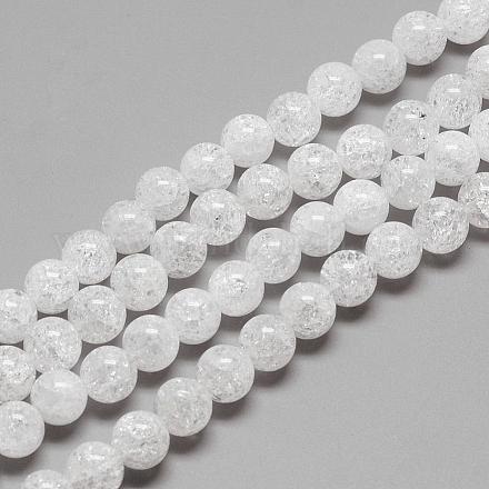 Chapelets de perles de cristal en quartz craquelées naturelles G-R439-26-6mm-1