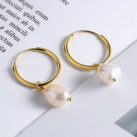 Boucles d'oreilles créoles pendantes en perles naturelles EJEW-BB71520-A-1