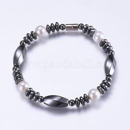 Non-Magnetic Synthetic Hematite Beaded Bracelets BJEW-P178-08-1