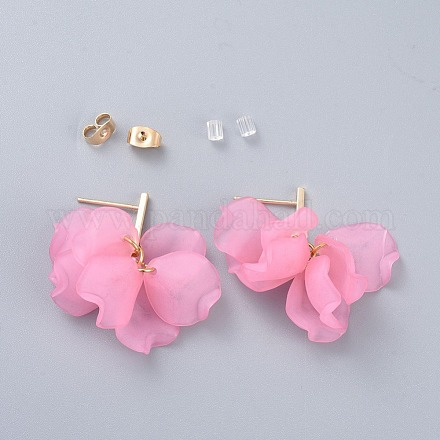 Petal Transparent Acrylic Dangle Stud Earrings EJEW-JE03312-01-1