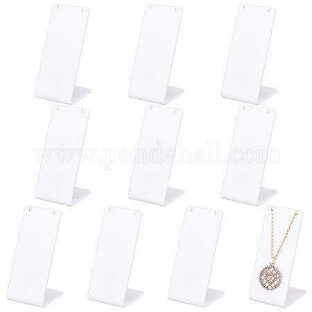 FINGERINSPIRE Bamboo Necklace Display Stand, Long Chain Showcase Stand  White Flocking Padded, 10.6x3.9 Inch Vertical Necklace Holder for Pendant