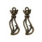 Tibetan Style Alloy Kitten Pendants, Hollow, Cat Shape, Antique Bronze, Lead Free and Cadmium Free, 34x12x2mm, Hole: 3mm