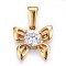 304 Stainless Steel Charms, with Cubic Zirconia, Bowknot, Clear, Golden, 14x15x4mm, Hole: 7x3mm