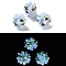 Luminous Polymer Clay Rhinestone Floral Ball Beads, with Acrylic Flower, for Beadable Pens Jewelry Keychain Making, Light Sky Blue, 20~23mm, Hole: 2~3mm
