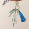Alloy Feather Keychains, with Tassel, Dodger Blue, 17.2x6cm