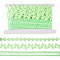 Pandahall 15Yards 3 Styles Polyester Hollow Leaf Ribbons, for Gift Packaging, with 1Pc Cardboard Display Card, Light Green, 5/8~1-3/8 inch(17~34mm), 5yards/style