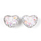 Heart Shape Polymer Clay Pave Rhinestone Beads, with Resin Flower & Glass, Focals Beads for Beadable Pens Jewelry Keychain Making, White, 18~20.5x24.5~25.5x15.5~18mm, Hole: 1.8mm