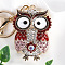Owl Alloy Rhinestone Keychain, with Alloy Clasp, Rose, 12cm