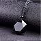 Natural Dyed & Heated Black Agate Pendant Necklaces, Hexagon, 20.08~31.50 inch(51~80cm)