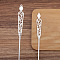 Alloy Hair Sticks Findings, Cabochons Setting, Flower, Silver, 182x12mm, Tray: 6x8mm